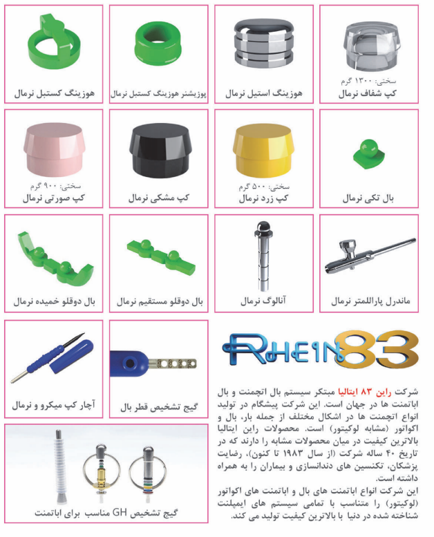 انواع اتچمنت و اباتمنت ایمپلنت برند راین 83 Rhein ایتالیا